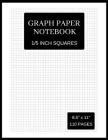 Graph Paper Notebook: 1/5 Inch Squares (Large, 110 Pages, Thin Gray Lines, Black and White Soft Cover) By Patricia Amata Cover Image