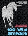 100 Wild Animals - Coloring Book for Grown-Ups - Hippopotamus, Proboscis, Iguana, Wolves, other By Breanna Rosales Cover Image