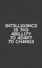 1n73ll1g3nc3 15 7h3 4b1l17y 70 4d4p7: Intelligence Is The Ability To Adapt To Change Notebook - Cool Science Physicist Leetspeak Or Physics Student Do By 70 Ch4ng3 Cover Image