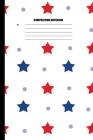 Composition Notebook: Blue and Red Stars with Purple Dots Pattern on White (100 Pages, College Ruled) Cover Image