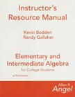Elementary and Intermediate Algebra for College Students Instructor's Resource Manual Cover Image