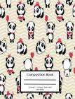 Cute Pandas With Balloons Composition Notebook - 7.44 x 9.69 in Wide Ruled: 100 Sheets - 200 Pages By Journals Are Fun Cover Image