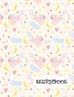 Sketchbook: Pink Unicorn Jumping Over Cloud Fun Framed Drawing Paper Notebook By Sparks Sketches Cover Image