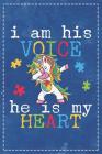Autism Awareness: I Am His Voice He Is My Heart Dabbing Unicorn Composition Notebook College Students Wide Ruled Line Paper 6x9 Mom Dad By Kindelephant, Robustcreative Cover Image