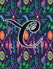 C: Monogram Initial C Notebook for Women, Girls and School, Midnight Floral 8.5 x 11 Inch Composition Notebook By Smile More Stationary Cover Image