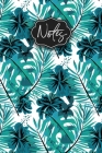 Notes: Teal Tropical Leaves and Hibiscus Pattern Notebook By Alledras Designs Tropical Cover Image