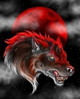 Born Under A Bad Moon: Red Wolf Blood Moon College Rule Composition Notebook Cover Image