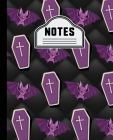Notes: Cute Purple Bats and Coffins Halloween Notebook for Kids 7.5
