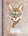 Composition Book - 5x5 Graph Paper: Cute Cat with Glasses and Vintage Background Cover Image