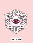 Notebook by a madoo: All seeing eye on pink cover and Dot Graph Line Sketch pages, Extra large (8.5 x 11) inches, 110 pages, White paper, S By A. Madoo Cover Image