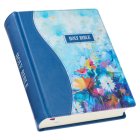 KJV Holy Bible, Note-Taking Bible, Faux Leather Hardcover - King James Version, Blue Floral Printed Cover Image