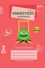 School of Monsters Workbook, A5 Size, Wide Ruled, White Paper, Primary Composition Notebook, 102 Sheets (Pink) Cover Image