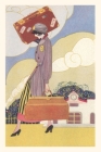 Vintage Journal Woman Carrying Suitcase Travel Poster By Found Image Press (Producer) Cover Image