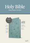 KJV Large Print Thinline Reference Bible, Filament-Enabled Edition (Red Letter, Leatherlike, Floral Leaf Teal) By Tyndale (Created by) Cover Image