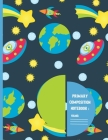 Primary Composition Notebook: Nile blue Space Alien cute & elegant Story Paper to write in. By Creative Line Publishing Cover Image