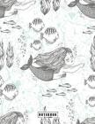 Notebook: Mermaid under the sea on white cover and Dot Graph Line Sketch pages, Extra large (8.5 x 11) inches, 110 pages, White By A. Madoo Cover Image