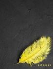 Notebook: Yellow feather on black cover and Dot Graph Line Sketch pages, Extra large (8.5 x 11) inches, 110 pages, White paper, By Magic Lover Cover Image