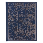 KJV Holy Bible, Large Print Note-Taking Bible, Faux Leather Hardcover - King James Version, Navy W/Gold Floral Cover Image