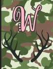 W: Camouflage Monogram Initial W Notebook for Girls - 8.5