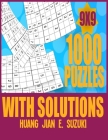 1,000 puzzles with solutions 9x9: Sudoku activity book think and de-stress at the same time. By Huang Jian E. Suzuki Cover Image