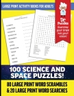 Dr. Puzzles Science and Space Large Print Activity Book for Adults: 80 Large Print Word Scrambles & 20 Large Print Word Searches Cover Image