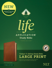 NLT Life Application Study Bible, Third Edition, Large Print (Red Letter, Genuine Leather, Brown, Indexed) Cover Image