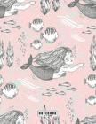 Notebook: Mermaid under the sea on pink cover and Dot Graph Line Sketch pages, Extra large (8.5 x 11) inches, 110 pages, White p Cover Image