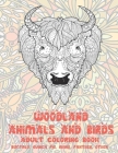 Woodland Animals and Birds - Adult Coloring Book - Buffalo, Guinea pig, Rhino, Panther, other Cover Image