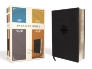 Niv, Kjv, Nasb, Amplified, Parallel Bible, Leathersoft, Black: Four Bible Versions Together for Study and Comparison By Zondervan Cover Image