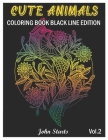 Cute Animals: Coloring Book Black Line Edition with Cute Animals Portraits, Fun Animals Designs, and Relaxing Mandala Patterns (Volu Cover Image