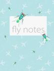 Fly Notes: 8.5x11 Funny Notebook Featuring a Pattern of Airplanes and Houseflies! By Fly Notebooks Cover Image