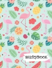 Sketchbook: Tropical Flamingo Pineapple Fun Framed Drawing Paper Notebook Cover Image