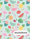 Sketchbook: Tropical Flamingo Pineapple Fun Framed Drawing Paper Notebook By Sparks Sketches Cover Image