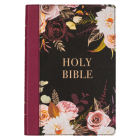 KJV Holy Bible, Thinline Large Print Faux Leather Red Letter Edition - Thumb Index & Ribbon Marker, King James Version, Black/Burgundy Printed Floral Cover Image