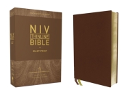 Niv, Thinline Bible, Giant Print, Genuine Leather, Buffalo, Brown, Red Letter Edition, Comfort Print By Zondervan Cover Image