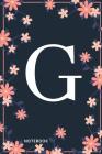 G Notebook: Monogram Initial G Notebook for Women and Girls, Pink & Blue Floral Cover Cover Image