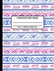 Composition Book Graph Paper 4x4: Trendy Hand Drawn Tribal Pattern Back to School Quad Writing Notebook for Students and Teachers in 8.5 x 11 Inches Cover Image