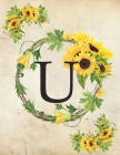 U: Monogram Initial U Notebook for Women and Girls- 8.5