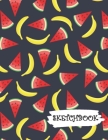 Sketchbook: Bright Cartoon Watermelon & Banana Fun Framed Drawing Paper Notebook By Sparks Sketches Cover Image