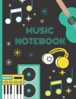 Music Notebook: Wide Staff Sheets with Lyric Pages 8.5 x 11 - 100 Sheets Write Lyrics and Music Notes By Sule Notebooks Cover Image