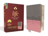 Niv, Life Application Study Bible, Third Edition, Large Print, Leathersoft, Gray/Pink, Red Letter Edition By Zondervan Cover Image