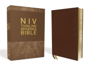 Niv, Thinline Reference Bible, Genuine Leather, Buffalo, Brown, Red Letter Edition, Comfort Print By Zondervan Cover Image