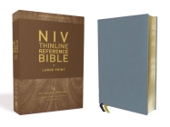 Niv, Thinline Reference Bible, Large Print, Genuine Leather, Buffalo, Blue, Red Letter Edition, Comfort Print By Zondervan Cover Image