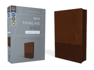 Niv, Thinline Bible, Large Print, Leathersoft, Brown, Zippered, Red Letter, Comfort Print By Zondervan Cover Image