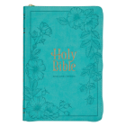 KJV Holy Bible, Thinline Large Print Faux Leather Red Letter Edition - Thumb Index & Ribbon Marker, King James Version, Teal, Zipper Closure Cover Image